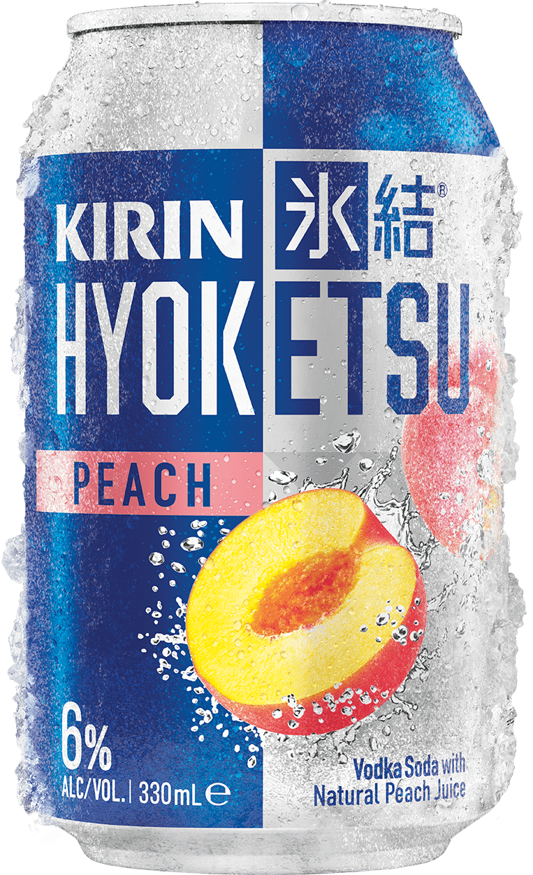 A frosty 330mL can of Kirin Hyoketsu Peach